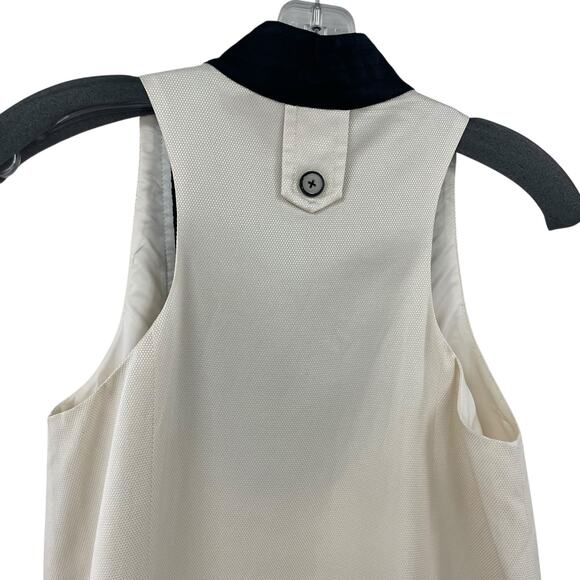 Y2K Twinkle by Wenlan Pure Silk Front Pocket Button Up Dress Cream Black 2 - Picture 5 of 7